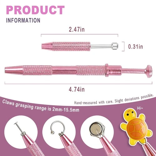 2Pcs Piercing Changing Tools, 4 Claw Grabber Tool Ball Holder Flat Back Earrings image 2