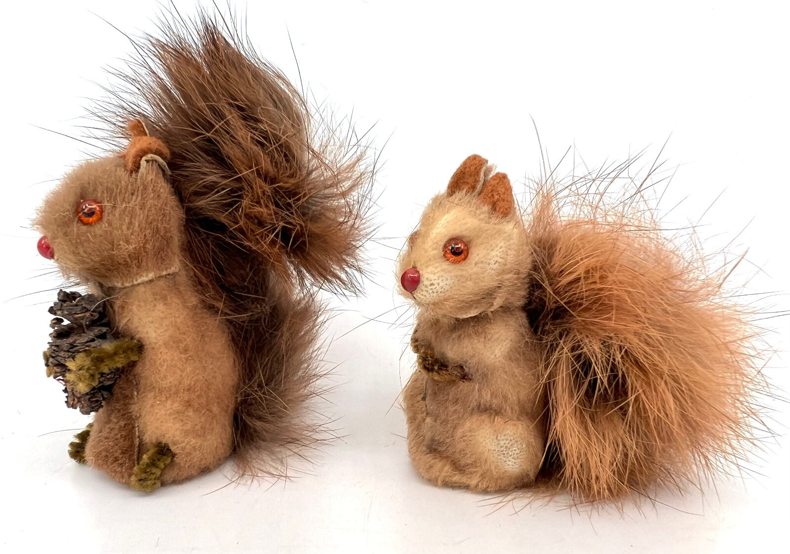 Original Fur Toys Squirrel x2 Karl Schrickel 1960s all Rabbit Fur Label  Putz Vtg