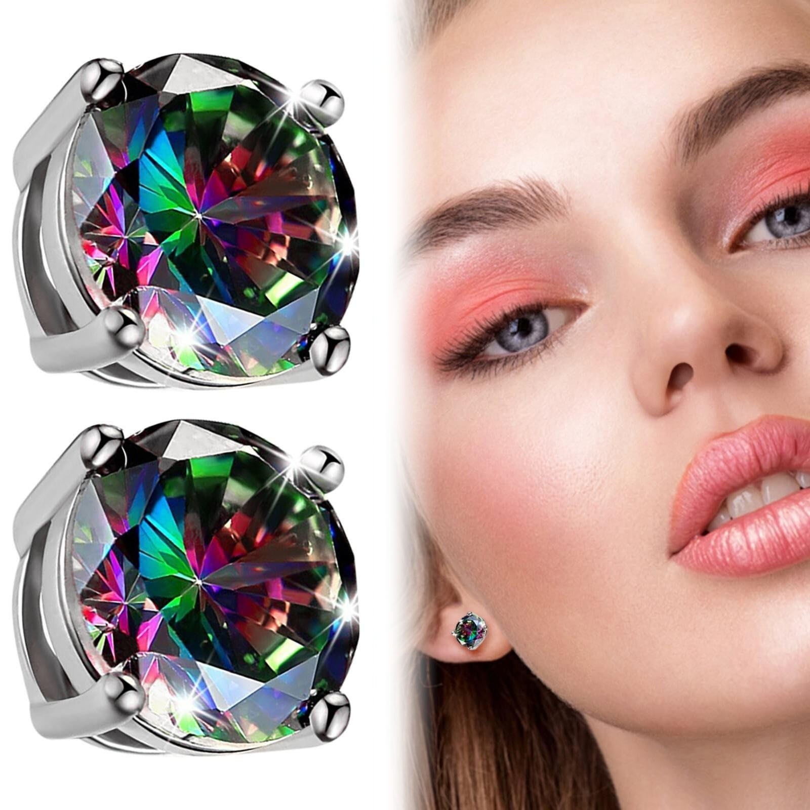 Colorful Round Sparkly Dainty Earrings Trendy Valentine Gift for Women