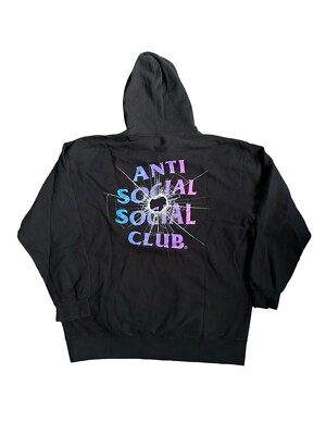 Anti Social Social Club Bullet Hole Black Pullover Hoodie Sweatshirt Size  XL