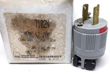 Arrow Hart 7102N Locking Plug L2-20P .250 Cord Dia 20A 250V 2P 2W