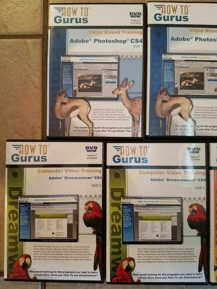 How to Gurus Adobe Photoshop CS4 Dreamweaver Flash Video Based Training DVD Rom  - Image 3 of 4