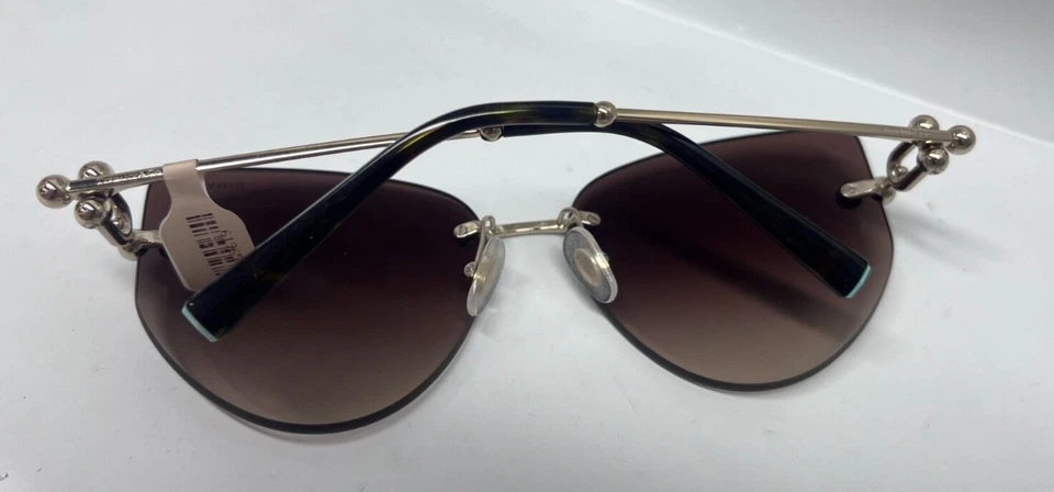 Очки солнцезащитные Tiffany & Co TF3096 бледно-золотистые, женские без оправы, БЕЗ ЧЕХЛА - Изображение 4 из 4