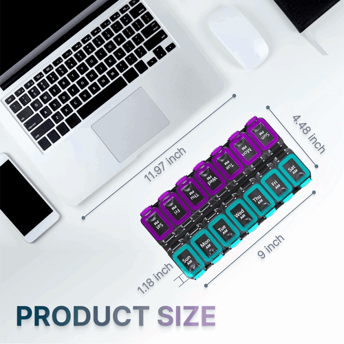 Weekly Pill Organizer 2 Times A Day Airtight Pill Box 7 Day Am Pm Vitamin Case - Picture 4 of 8