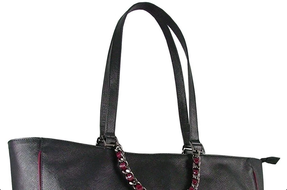 AUTÉNTICO BOLSO DE HOMBRO CARBOTTI GRANDE NEGRO ESTILO JARDÍN CUERO ITALIANO Foto 2 de 3