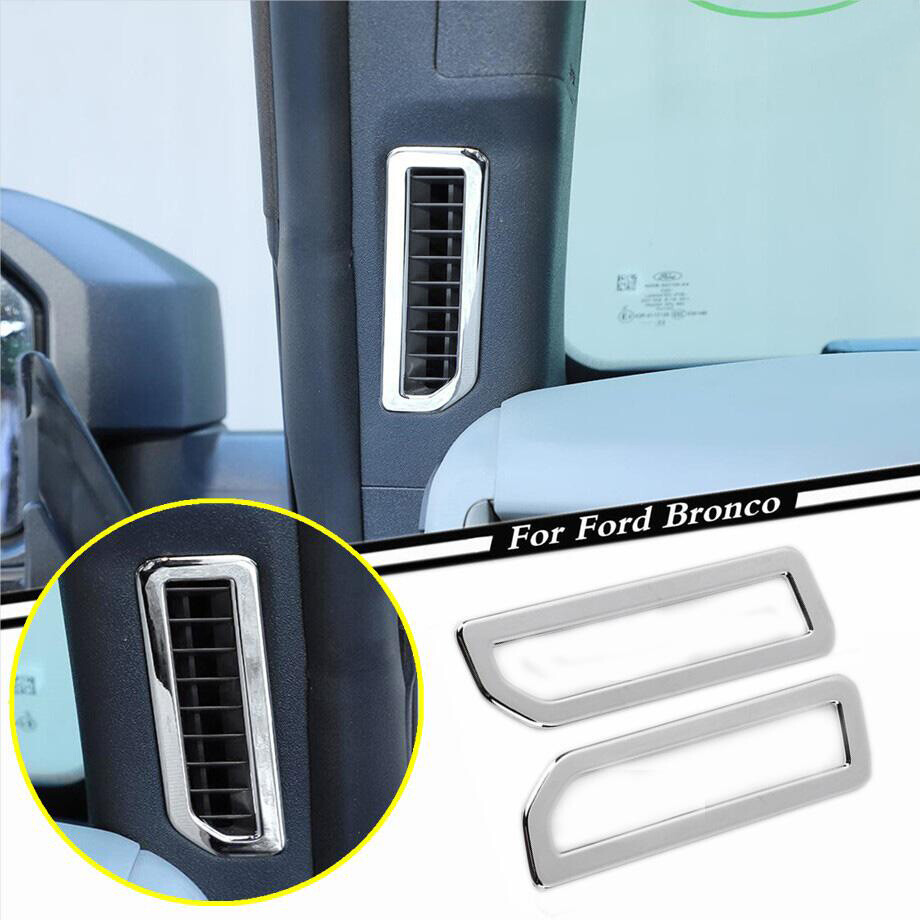 Chrome Front A Pillar Air Vent Cover Trim for 2021-2024 Ford Bronco