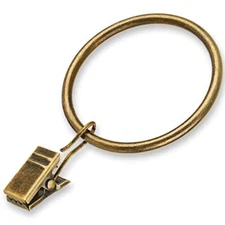 Curtain Rings - 2.0-Inch Inner Diameter Antique Brass Curtain Clip Rings for 