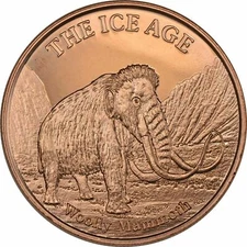 1 oz Copper Round - Woolly Mammoth