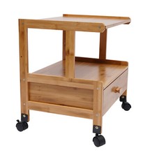 2 Tier Wood Storage Cart With Wheels Drawer Office Printer Stand Printer Cart