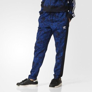 Adidas Originals Mujer Azul Floral Crepe Trebol Pista Pantalones
