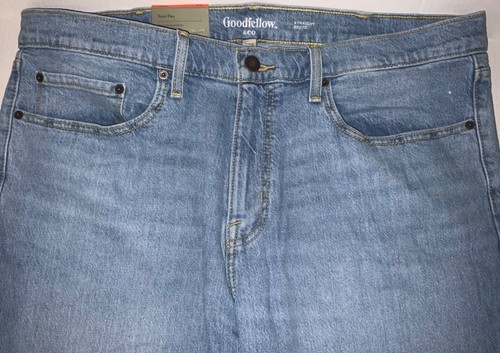 5 Pocket Jeans 34, 40” x 30” BLUE Denim STRAIGHT FIT / Leg Goodfellow Fair Trade - Picture 7 of 14
