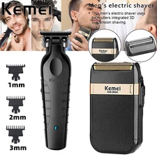 KEMEI Cordless Trimmer Electric Double Foil Shaver Barber Razor Hairs Clippers