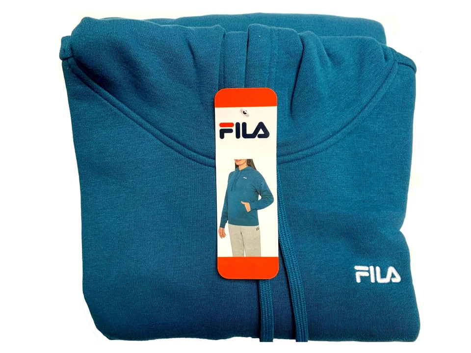 Sudadera con capucha pulóver de lana para mujer Fila azul coral XL 16-18 puños y cintura acanalados Foto 3 de 4