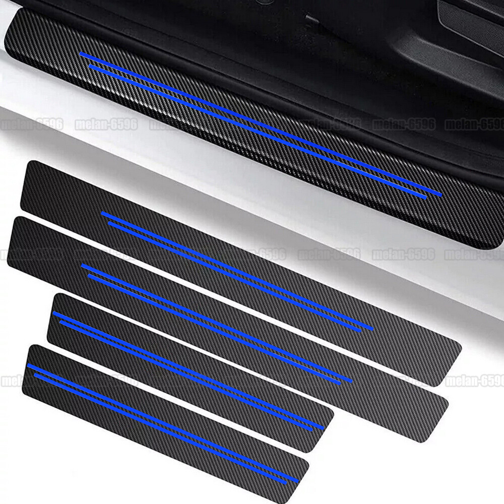4pcs Black Leather Car Door Scuff Sill Cover Panel Step Protector Accessories A