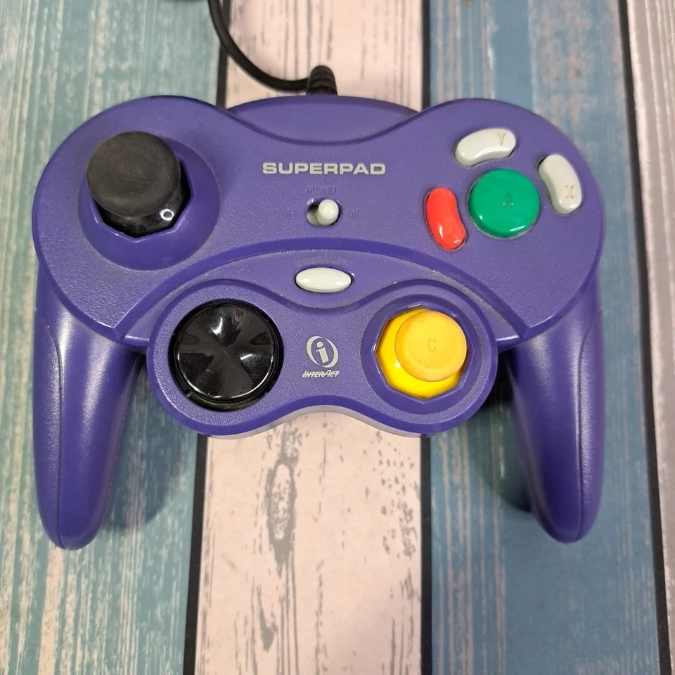 Nintendo Gamecube RUMBLE Controller from Interact Superpad Wired (Indigo) Tested - Image 3 of 4