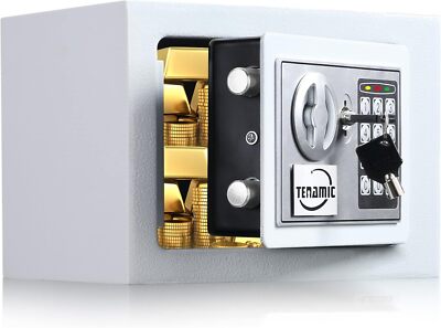 Fire Proof Electronic Safe Lock Cash Jewelry Small Guns Key Security Box White