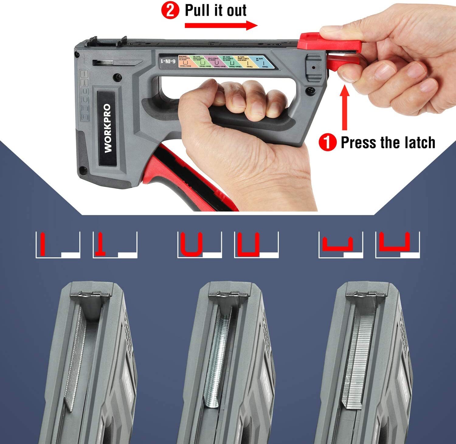 WORKPRO 6in1 Staple Gun Heavy Duty with 4000pc Staples Manual