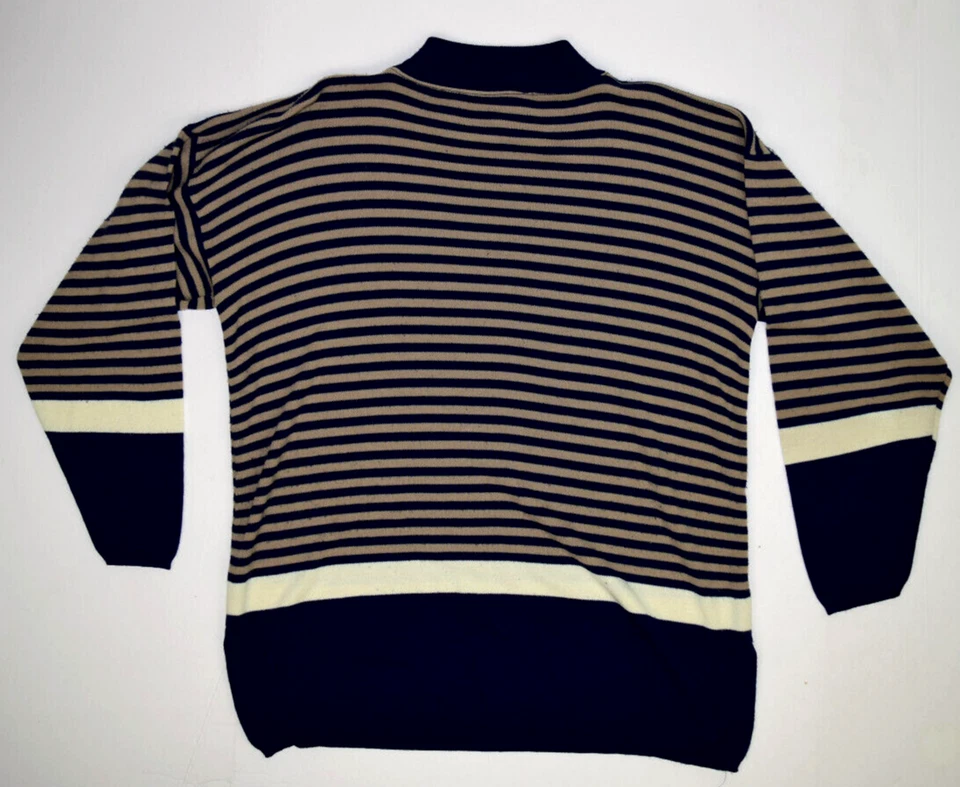 Suéter Vintage Jessica Scott Años 80 Rayas Alto Cuello Redondo Suéter Cobain Especial Foto 3 de 4