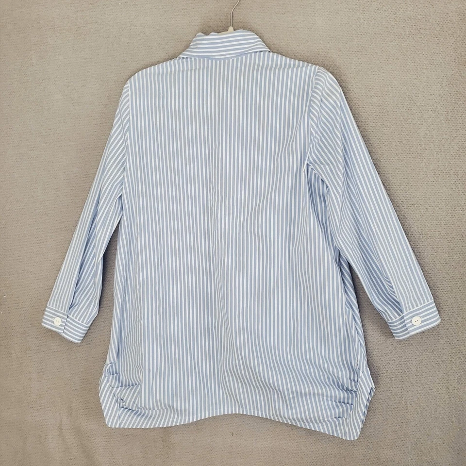 Joseph Ribkoff Mujer S Botón Azul Rayas Bolsillo Frontal Manga Larga Top 8 Foto 2 de 4