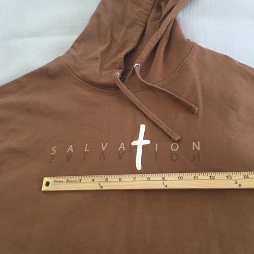 Felpa con cappuccio uomo Salvation Ephessians stampata 2:8 taglia 2XL ampia morbida oversize Y2K - Foto 13 di 15
