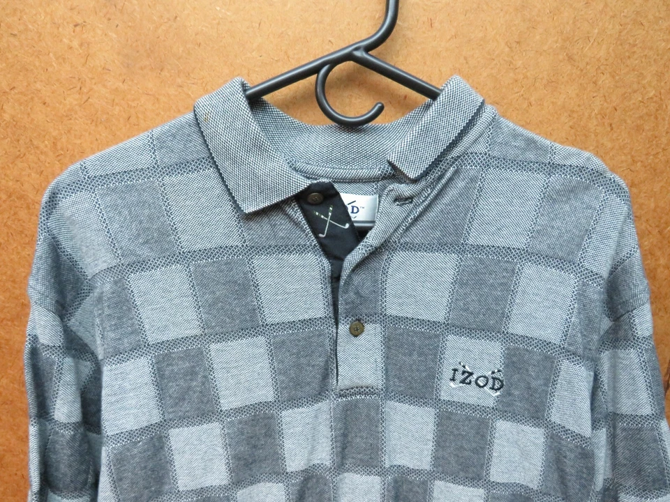 Camisa de Golf Izod Hombre Gris Cuadros Talla M Camisa 100% Algodón Foto 2 de 4