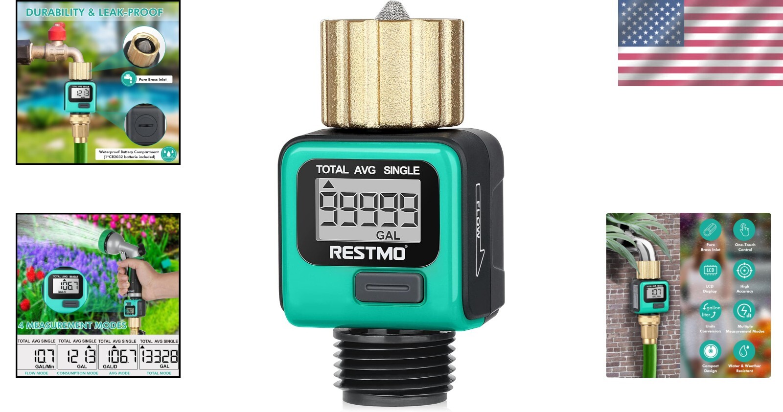 LCD Display Water Flow Meter with Brass Thread for Accurate Water Usage