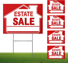  5 Pack Estate Sale Signs Set,18 X 14 Inch Estate Sale Yard Signs with Double S