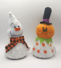 Ghost and Jack O Lantern Light Changing Halloween Table Decorations Figures New