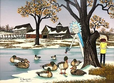 Rick And Morty art print poster upcycled thrift store Landscape painting