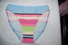 Boots High Leg Tummy Control Bikini Bottoms Multicoloured Stripes Size 12 BNWT