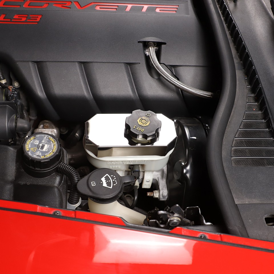 For Corvette C6 0513 Engine Bay Brake Fluid Reservoir Cover Trim Steel