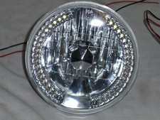 One Street Rod 7 H4 Prism Headlight W Led Turn Signal Halo No Tri Bar