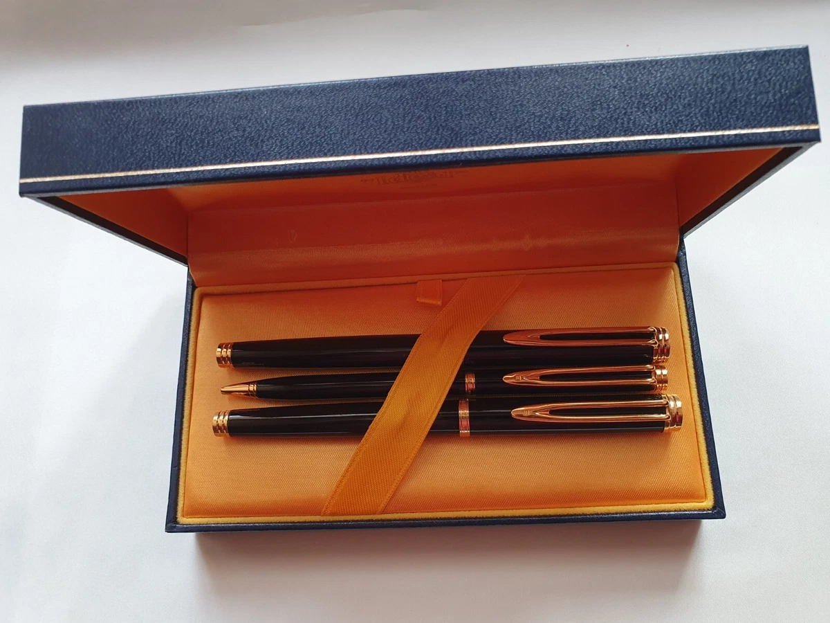 Stylo Bille Vintage Waterman - Coffret Brun Marbré, Mécanisme Poussoir, Recharge - Neuf Avec étiquettes