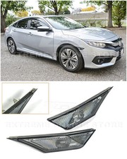 For 16-21 Honda Civic Crystal Smoke Bumper Reflector Side Marker Lights Lamps