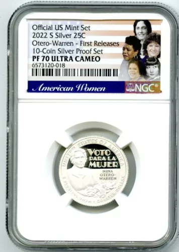2022 S 25C NINA OTERO-WARREN SILVER PROOF QUARTER NGC PF70 UCAM FIRST RELEASES
