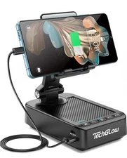 Techglow Foldable Cellphone Stand with Bluetooth Speaker Power Bank 360° Rotatab
