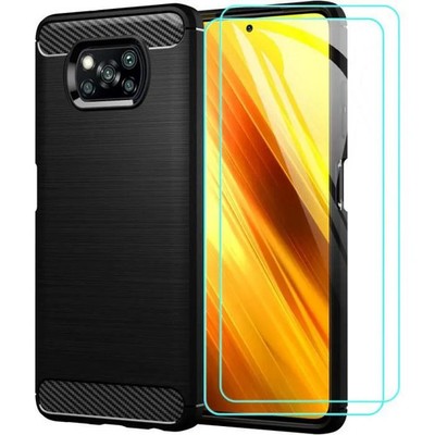 Case For Xiaomi Poco X3 / X3 Pro + 2x Tempered Glass - Silicone Sleeve