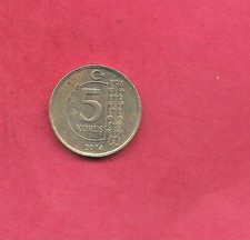 TURKEY KM1240 2014 XF-SUPER FINE NICE CIRCULATED  NEW 5 LIRA COIN