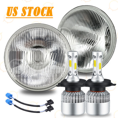 7''Inch LED Headlights Hi-Low H4 For Ford F-100 F-250 F-350 Pickup 1953-1977
