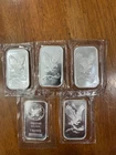 1 oz. ,999 Fine Silver Ingots.  1 Lot of 5 Ingots Total