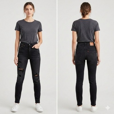 American Eagle Super Hi-Rise Jegging Size 0 Black Distressed Skinny Luxe Jean