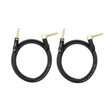 Audio2000's C26003P2 3 Ft 1/4 Inch TRS Right Angle to Patch Cable (2... 