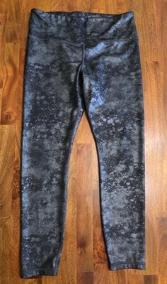Athleta Elation Misty Lace Tight Black Metallic Leggings Size Medium