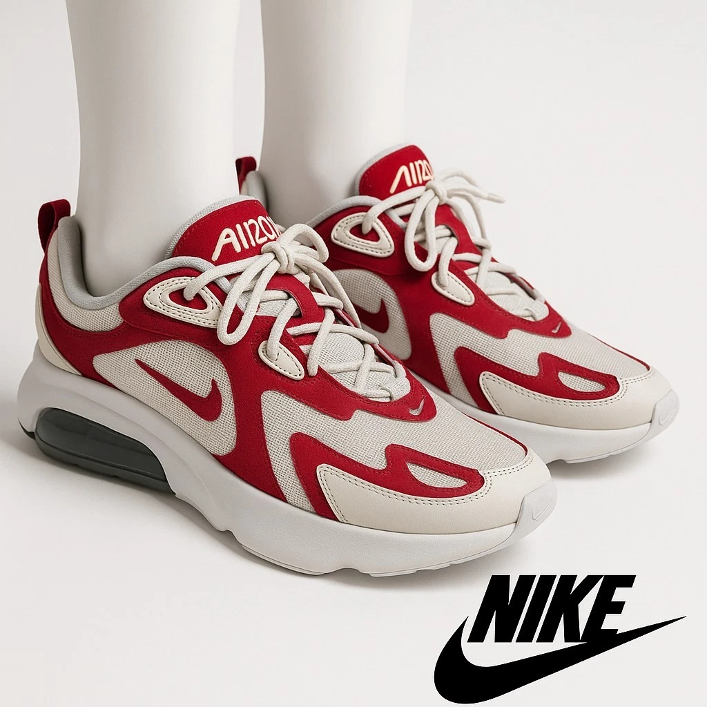 NIKE AIRMAX 200 Men’s Sneakers University Red Running Shoes Size 8 Nike Air Max 200 White University Red Men main image 3