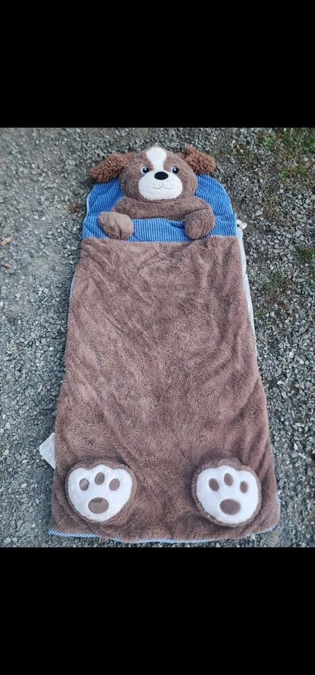 Hug Fun 棕色毛绒小狗头全拉链儿童睡袋 66 x 28 非常柔软! — 第 2/4 张图片