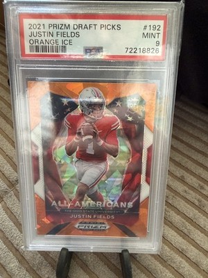 Panini Prizm DP 2021 Justin Fields RC Orange Ice NFL PSA 9