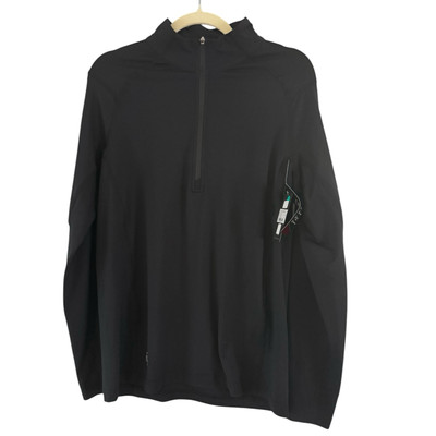 Travis Mathew Yanks Black Long Sleeve Pullover Polo Shirt Mens Size Small NEW