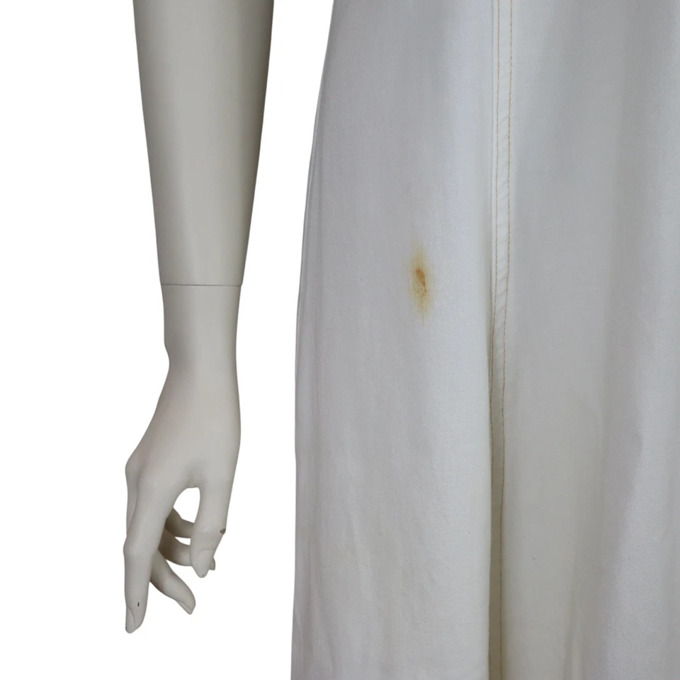 Vestido Midi Vintage DNM Marfim Denim Ponto Ocidental Império Cintura Anos 80 Feminino 12 - Imagem 4 de 4