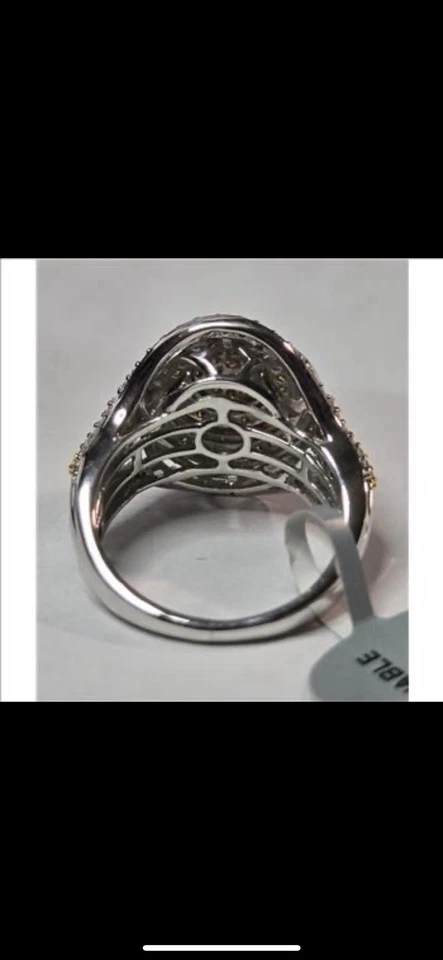Anillo de diamantes amarillos naturales - plata de ley .925 - enchapado en platino - talla 6 Foto 3 de 3