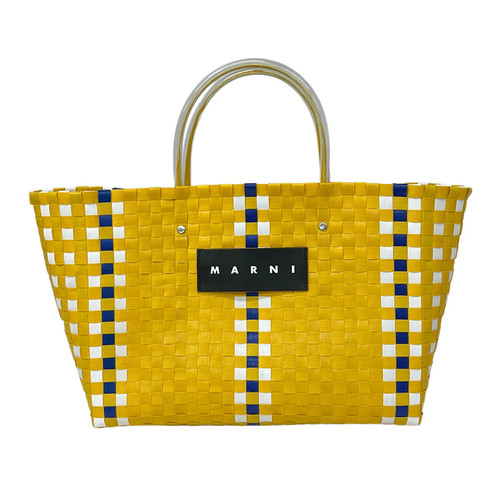 MARNI Yellow White Blue Chemical Fiber Tote Bag